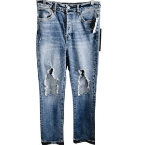 Earnest Sewn Light Blue Ripped Straight Leg Jeans